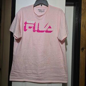 Fila Men's Light Pink Short Sleeve Tshirt W 3D Pink Logo Size Large